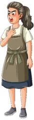 Selbstklebende Fototapeten Kinder Angry Young Woman in Apron Arguing and Gesturing  © GraphicsRF