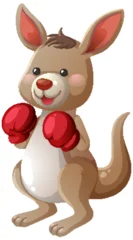 Selbstklebende Fototapeten Kinder Cartoon Kangaroo Wearing Red Boxing Gloves Standing Upright  © GraphicsRF
