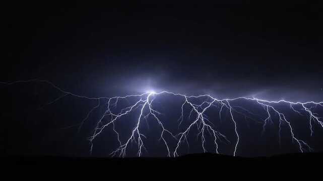 Widespread Electric Storm Flashes Over Horizon - Power, Danger, Extreme Weather VFX Element