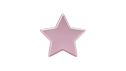 3D Shiny Pink Star Icon on transparent background