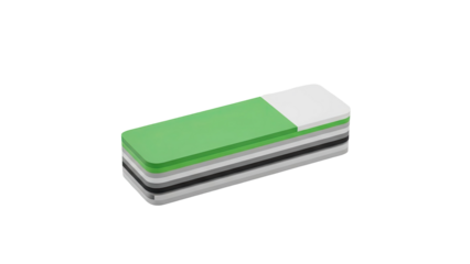Abstract Eraser Object with Green and White Sections on transparent background