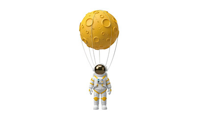 Astronaut Floating with Moon Balloon