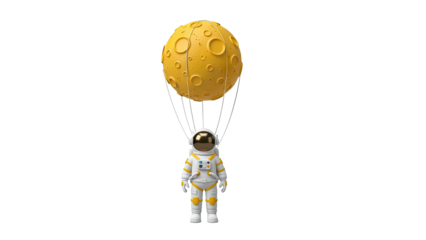 Astronaut Floating with Moon Balloon