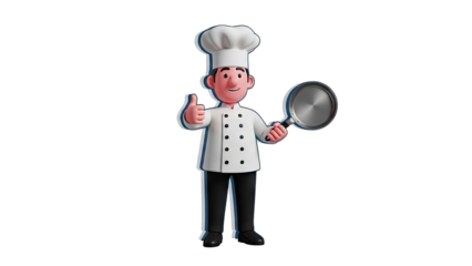 Chef with Frying Pan and Thumbs Up