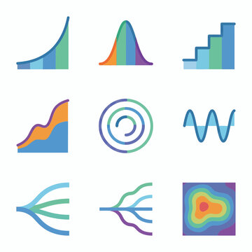 Data Analytics Charts and Graphs Icons Set for Business Statistics and Visualization - data, chart, charts, graph, graphs, statistics, infographic, dashboard