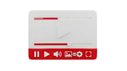 Modern Video Player UI Element with Play Button and Controls