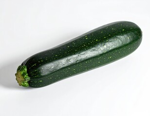 Vibrant green oblong vegetable with speckled skin, isolated on white background