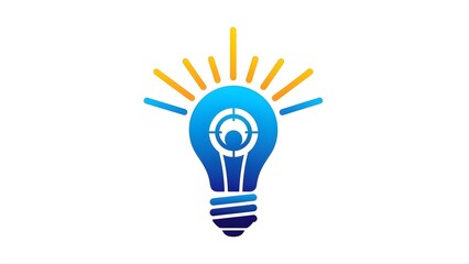 Light bulb with target and radiating lines lightbulb