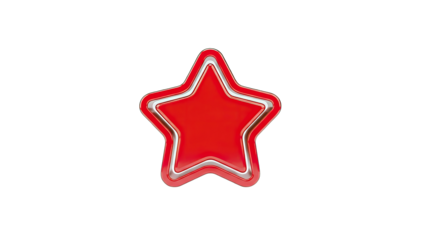 3D Shiny Red Star Icon on transparent background