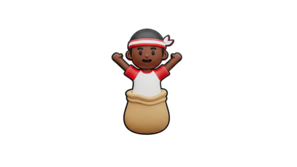 Boy in Sack Race 3D Icon transparent background