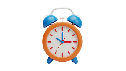 3D Retro Alarm Clock on transparent background