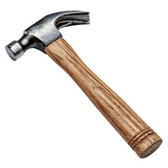 Claw Hammer with Wooden Handle and Metal Head Isolated on Transparent Background