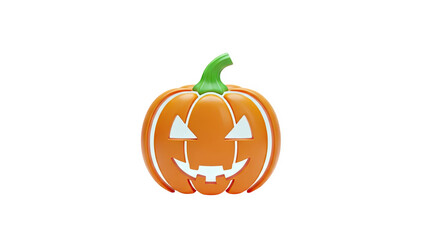 3D Smiling Jack O Lantern Pumpkin Illustration on transparent background
