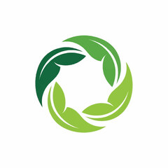 Green Leaves Circular Logo Design for Nature and Environment.