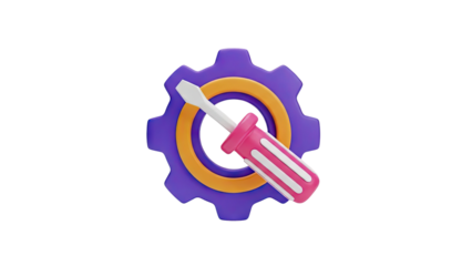 Screwdriver and Gear Icon on transparent background