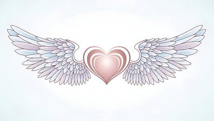 Heart with Angel Wings Illustration