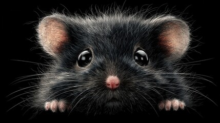 curious black hamster peeks out with bright eyes eager to explore its tiny nose twitching as it embodies the playful spirit of a little adventurer