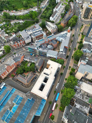 An Aerial Drone Camera View of Swansea City Centre Near Coastal Beach During Sunny Day of July 14th, 2025. Swansea is Most Beautiful, Modern City and county on the south coast of Wales, UK