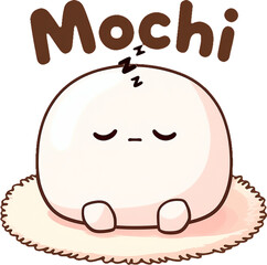 Adorable Mochi cartoon character with a happy smile and pink rosy cheeks.