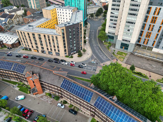 An Aerial Drone Camera View of Swansea City Centre Near Coastal Beach During Sunny Day of July 14th, 2025. Swansea is Most Beautiful, Modern City and county on the south coast of Wales, UK
