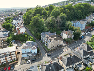 An Aerial Drone Camera View of Swansea City Centre Near Coastal Beach During Sunny Day of July 14th, 2025. Swansea is Most Beautiful, Modern City and county on the south coast of Wales, UK