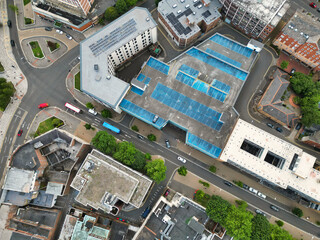 An Aerial Drone Camera View of Swansea City Centre Near Coastal Beach During Sunny Day of July 14th, 2025. Swansea is Most Beautiful, Modern City and county on the south coast of Wales, UK