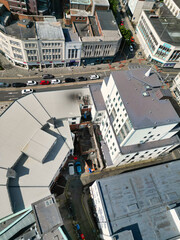 High Angle Drone Camera Footage of Swansea City Centre Near Coastal Beach During Sunny Day of July 14th, 2025. Swansea is Most Beautiful, Modern City and county on the south coast of Wales, UK