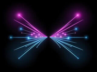 Abstract butterfly shape made of glowing neon light trails