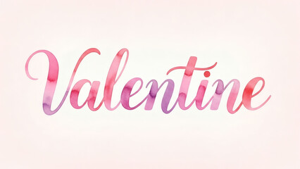 Beautiful watercolor valentine text on pink background