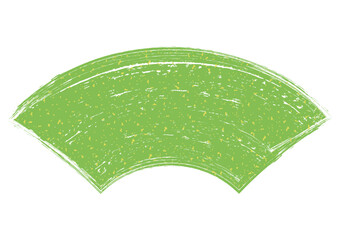 金粉をちりばめた筆描き扇形フレームの和風イラスト/緑