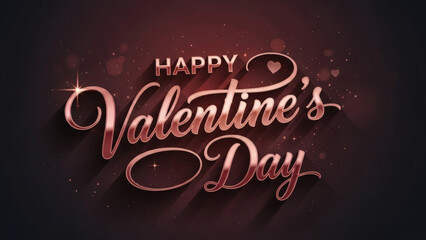 Happy valentine's day greeting card with rose gold lettering