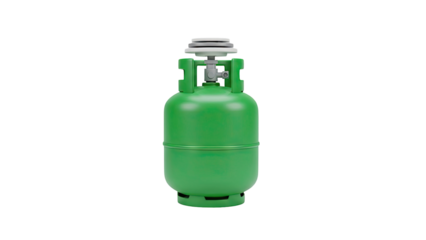 Green Gas Cylinder with Valve on transparent background
