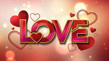 Beautiful love typography surrounded by hearts