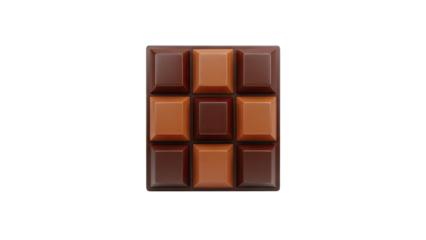 Two tone chocolate bar on transparent background
