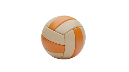 Volleyball with orange and beige panels on transparent background