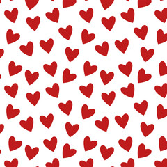 Valentine&rsquo;s Day Seamless Red Heart Pattern on White. Romantic Background for Greeting Cards, Gift Wrap and Creative Projects