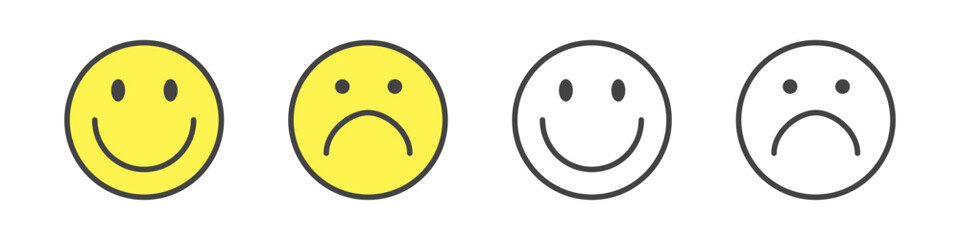 Emoticon icon logo vector design template, sad and happy emoji, smile