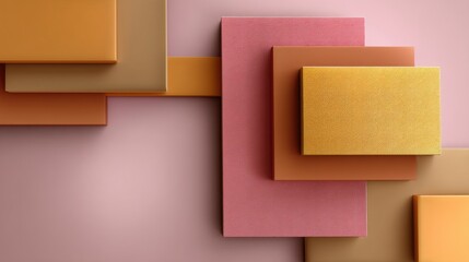 Geometric Composition of Colorful Rectangles Over Soft Pink Background for Modern Art and Design Concepts