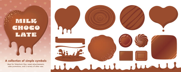 バレンタインデーのチョコレート装飾:フレームなどに使えるミルクチョコの文字背景素材