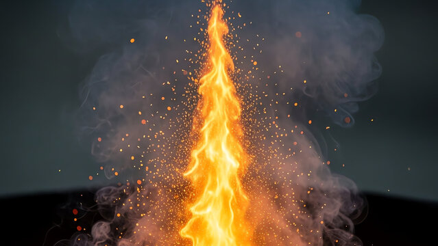 Fire Plume Sparks Shoot Up