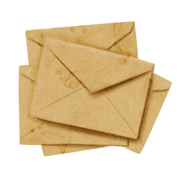 Illustration of stack of old brown paper envelopes