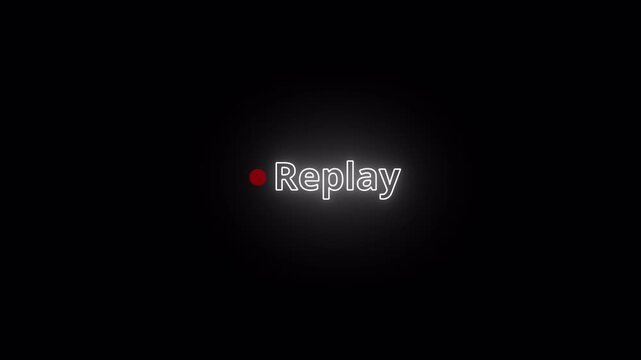Replay text button animation with alpha channel, Replay icon video for Live Streamers, Action replay sign icon loop animation with transparent background in 4k.