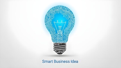 Smart business idea concept with digital circuit lightbulb vector