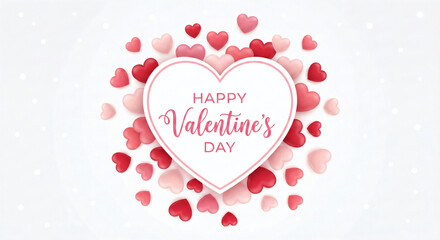 A "Happy Valentine's Day" message surrounded by many 3D hearts.