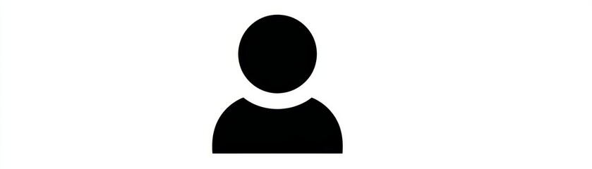 Minimalist black person icon representing a user profile or account on a clean white background.