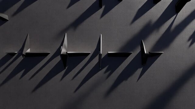 Abstract geometric shapes movement with sharp shadows