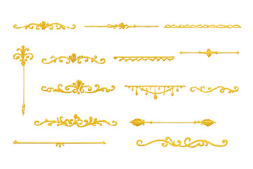 アンティーク調 ゴールドの飾り罫線セット（10種）上品な装飾ライン／見出し・招待状・メニュー向け