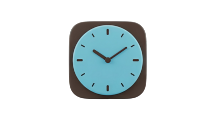 Simple Blue Clock Icon on transparent background