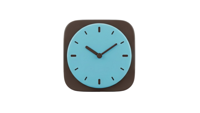Simple Blue Clock Icon on transparent background - Powered by Adobe