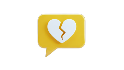 3D Broken Heart Message Icon on transparent background